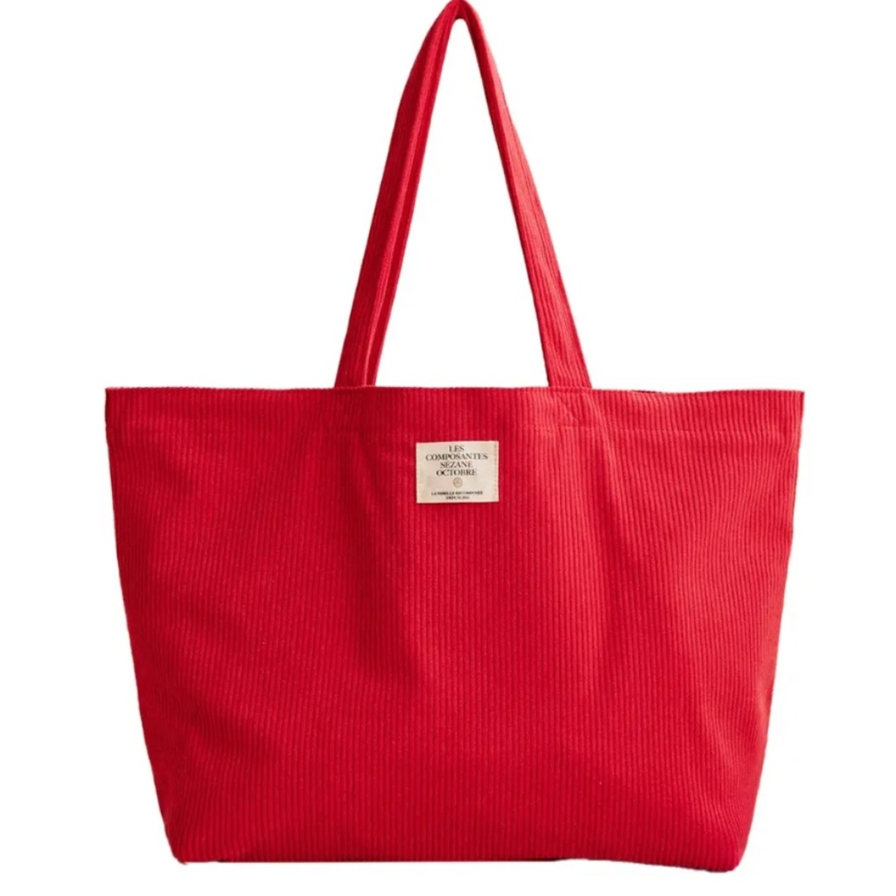 Sezane Les Composantes Red Corduroy Tote NWOT